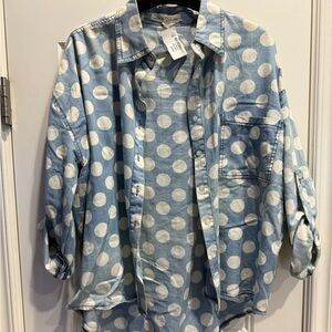 Hot & Delicious Light Blue Polka Dot Shirt